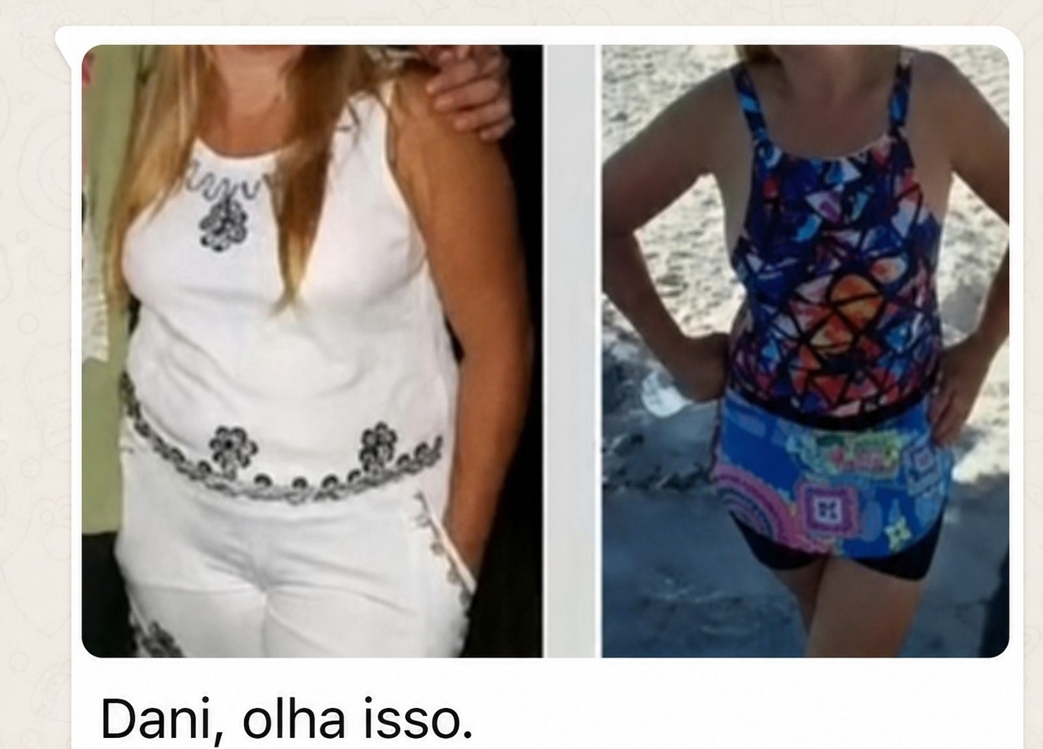 Fotos enviadas por cliente mostrando a mudança