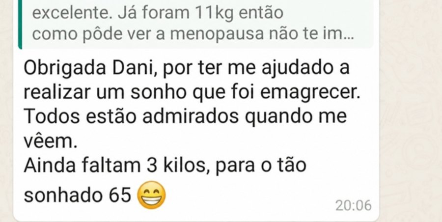 Print de conversa sobre resultado durante a menopausa